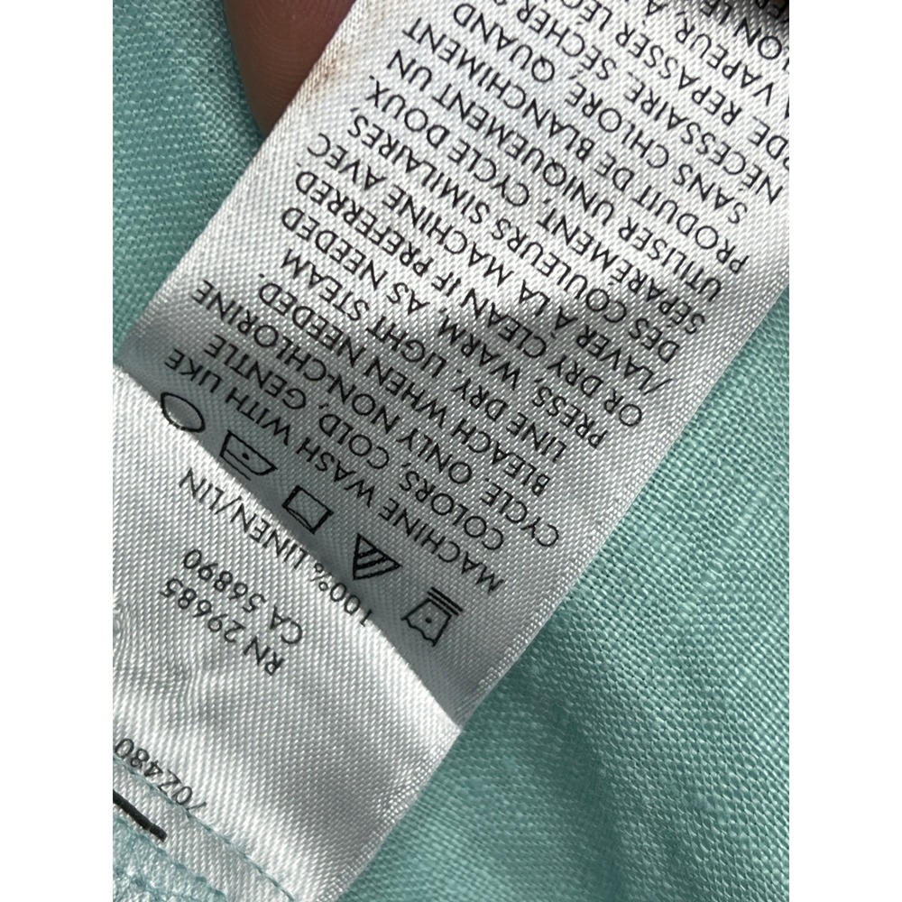Pendleton Womens XL Aqua Blue 100% Linen Long Sleeve Button Down Shirt Retro - Picture 2 of 9